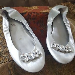 Silver slip-on flats